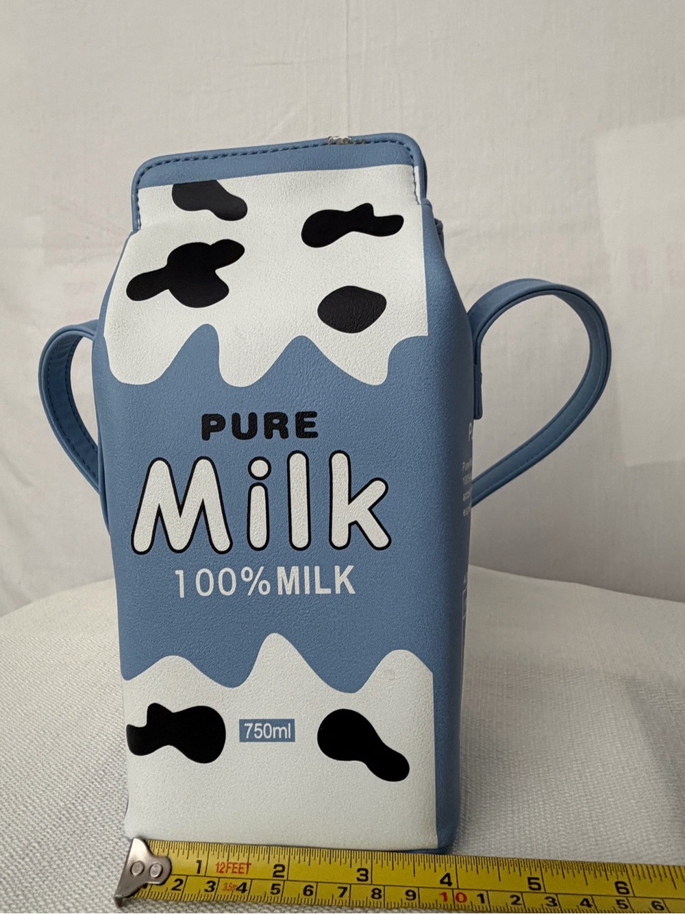 Pure Milk Carton Crossbody Bag Blue Cow Print Novelty Purse (F266) - Picture 13 of 14